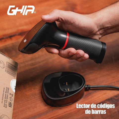 Lector De Codigos De Barras Ghia 2d Inalambrico, Receptor Usb, Bluetooth, Base De Carga, Compatible Con Qr