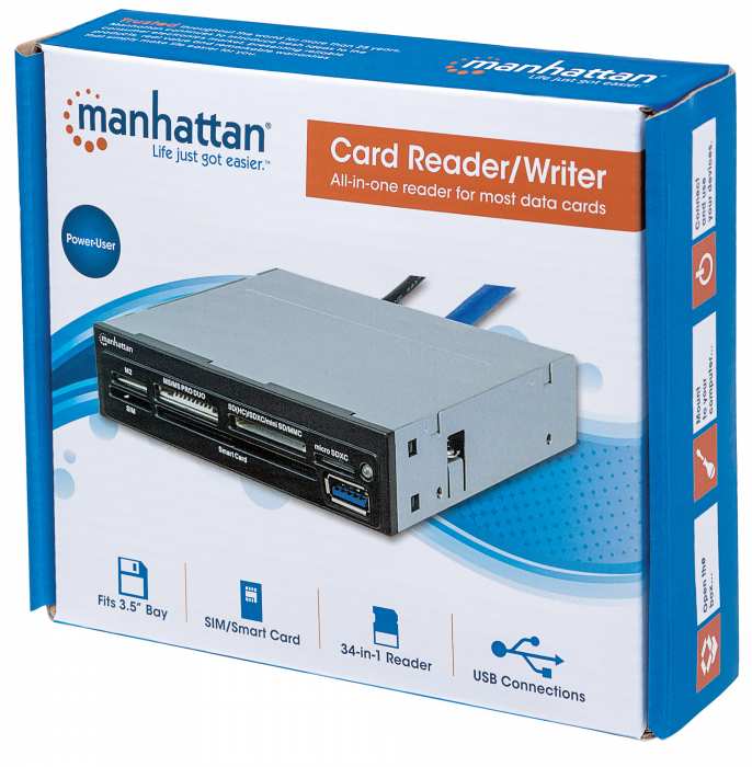 Lector De Tarjetas Manhattan Bahia Interna 3.5 Usb 3.0, 34 En 1 10197