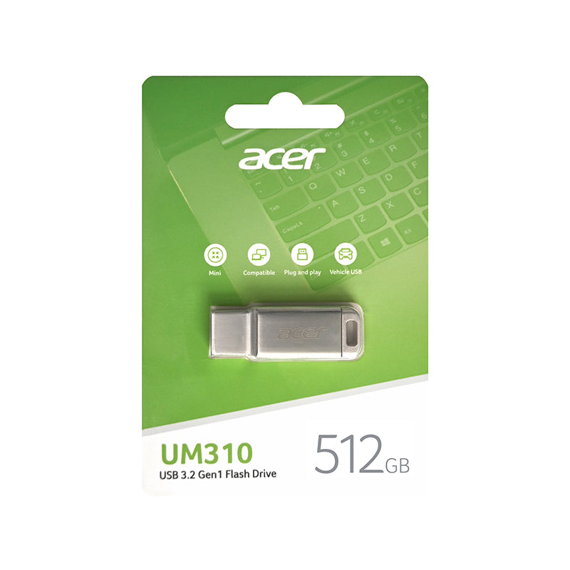 Memoria Acer Usb 3.2 Um310 512gb Metalica, 120 Mb/S (Bl.9bwwa.584)