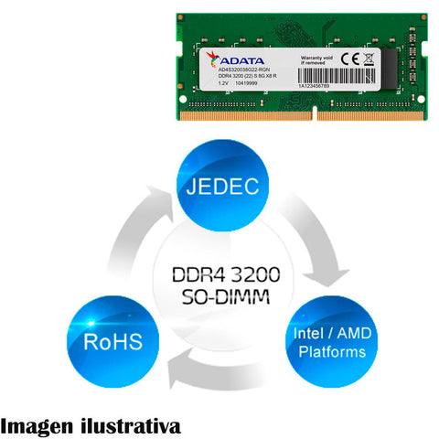 Memoria Ddr4 Adata 8gb 3200mhz Sodimm (Ad4s32008g22-Sgn)