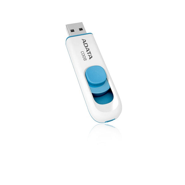 Memoria Flash Adata C008 16gb Usb 2.0 Blanco Con Azul (Ac008-16g-Rwe)