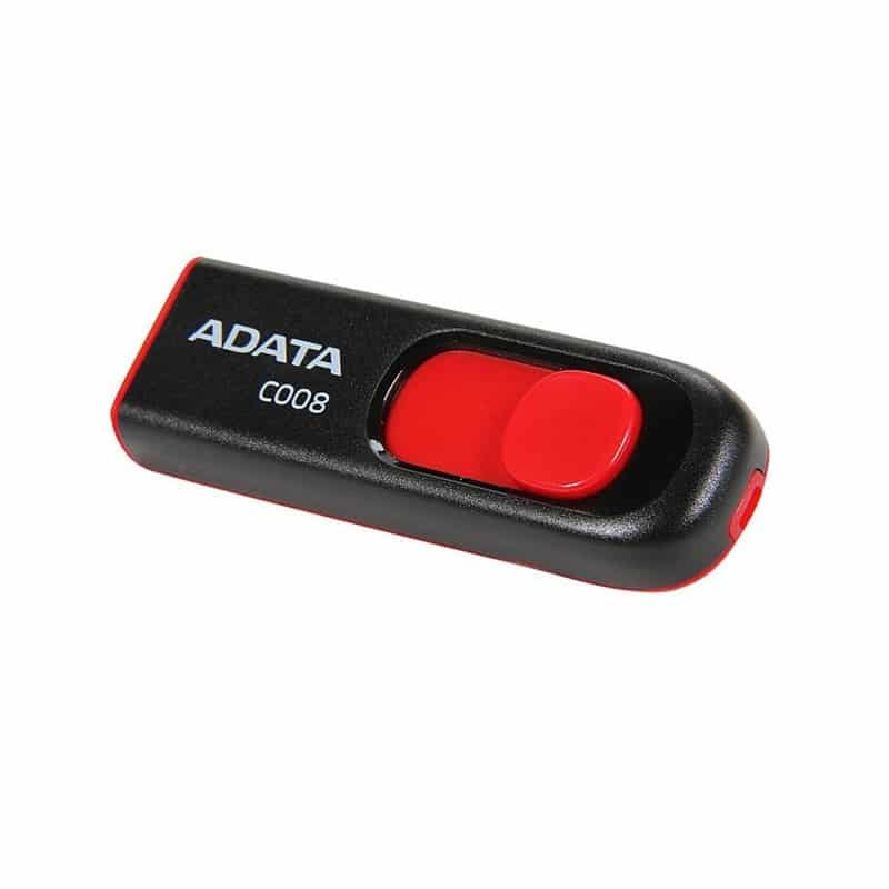 Memoria Flash Adata C008 64gb Usb 2.0 Negro Con Rojo (Ac008-64g-Rkd)