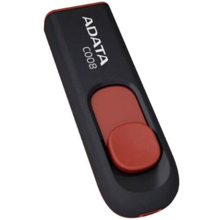 Memoria Flash Adata C008 64gb Usb 2.0 Negro Con Rojo (Ac008-64g-Rkd)