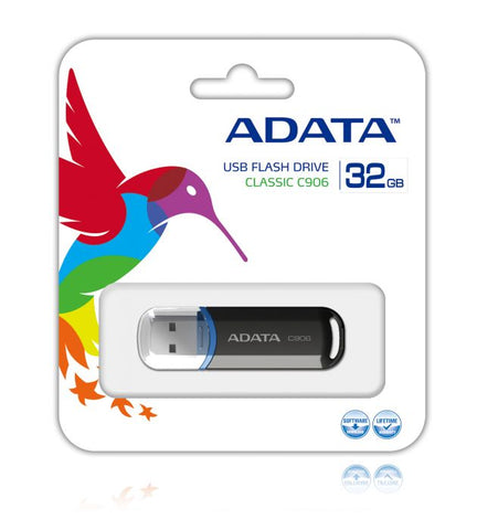 Memoria Flash Adata C906 32gb Usb 2.0 Negro (Ac906-32g-Rbk)