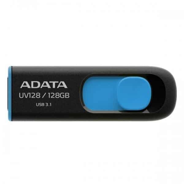 Memoria Flash Adata Uv128 128gb Usb 3.0 Negro Con Azul (Auv128-128g-Rbe)