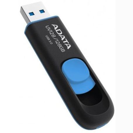 Memoria Flash Adata Uv128 128gb Usb 3.0 Negro Con Azul (Auv128-128g-Rbe)