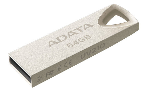 Memoria Flash Adata Uv210 64gb Usb 2.0 Dorado Metálico Auv210-64g-Rgd