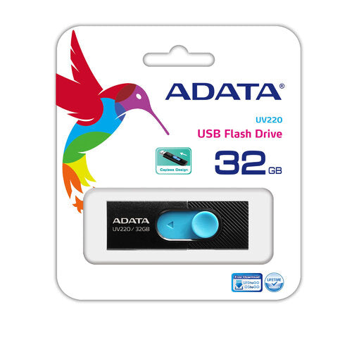 Memoria Flash Adata Uv220 32Gb Usb 2.0 Negro/Azul (Auv220-32G-Rbkbl)