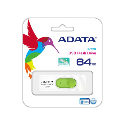 Memoria Flash Adata Uv320 64Gb Usb 3.2 White-Green (Auv320-64G-Rwhgn)