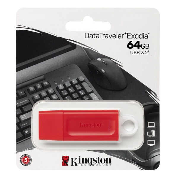 Memoria Flash Kingston 64gb Usb 3.2 Gen 1 Color Rojo (Kc-U2g64-7gr)