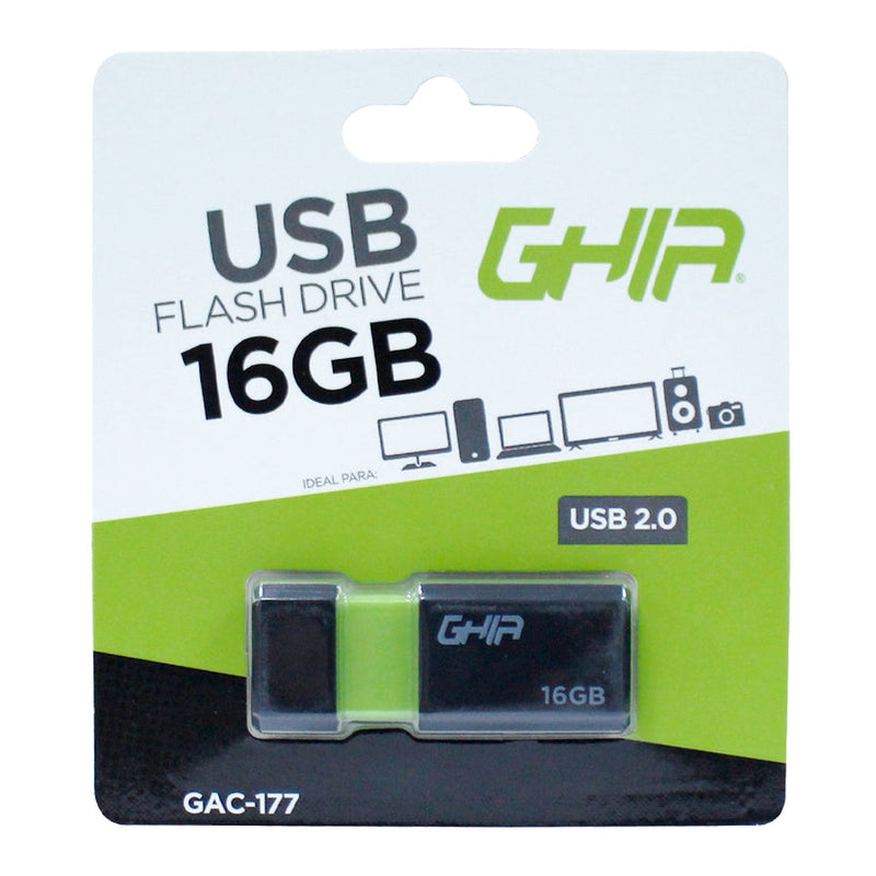 Memoria Ghia 16gb Usb Plastica Usb 2.0 Compatible Con Android, Windows, Mac