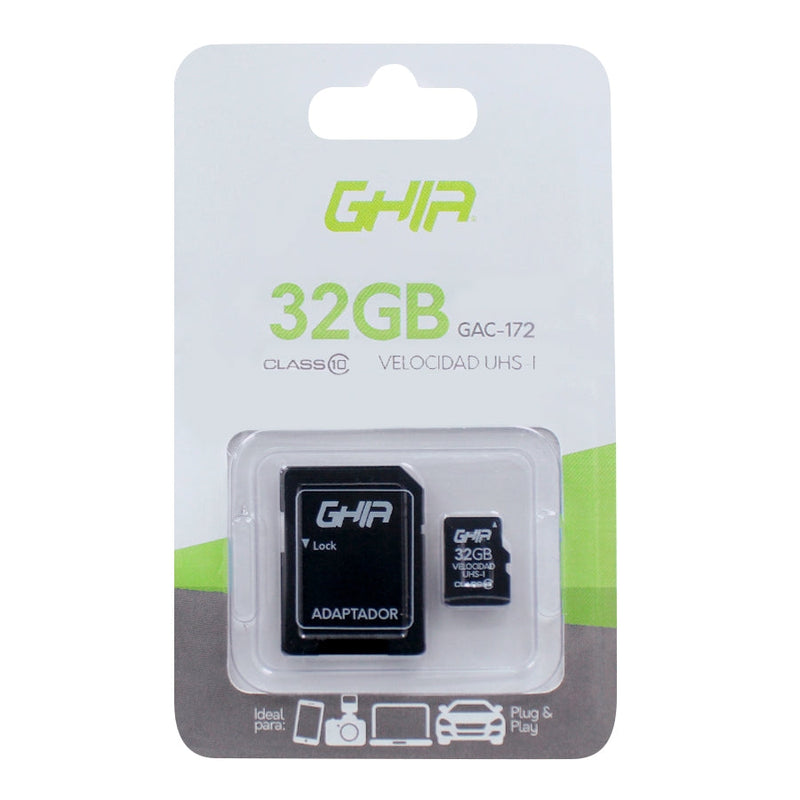 Memoria Ghia 32 Gb Tipo Micro Sd Clase 10 Con Adaptador