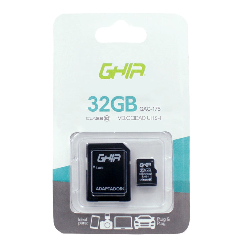 Memoria Ghia 32gb Tipo Micro Sd Clase 10 Con Adaptador