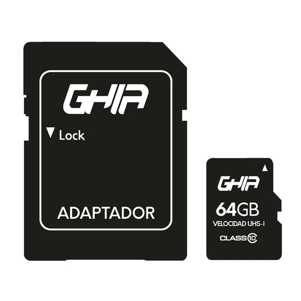 Memoria Ghia 64gb Tipo Micro Sd Clase 10 Con Adaptador