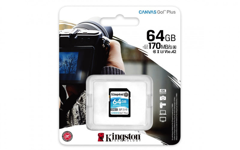 Memoria kingston sdxc canvas go! Plus 170rc10 uhs-i u3 v30 (sdg3/64gb)