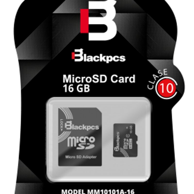 Memoria Micro Sd Blackpcs Cl10 16gb Con Adaptador (Mm10101a-16)