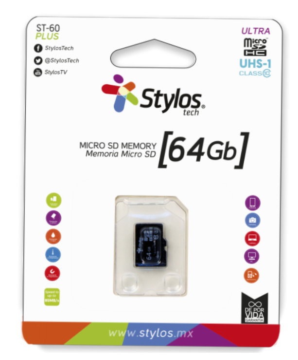 Memoria Micro Sd Stylos 64 Gb Uhs1 Con Adaptador (Stmsda3b)