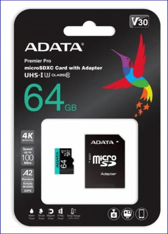 Memoria Micro Sdxc Adata 64gb Uhs-I U3 V30s A2 C/A (Ausdx64gui3v30sa2-Ra1)