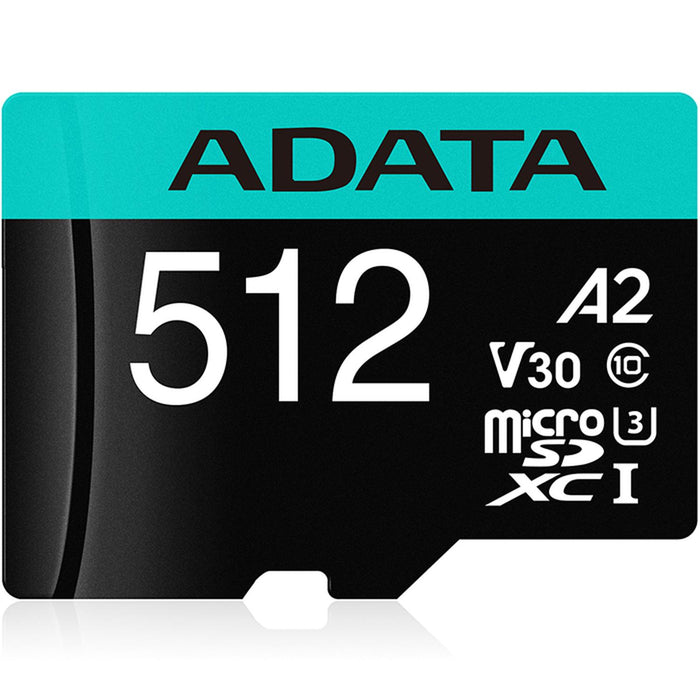 Memoria Microsdxc Adata 512gb Uhs-I U3 V30s A2 Con Adaptador (Ausdx512gui3v30sa2-Ra1)
