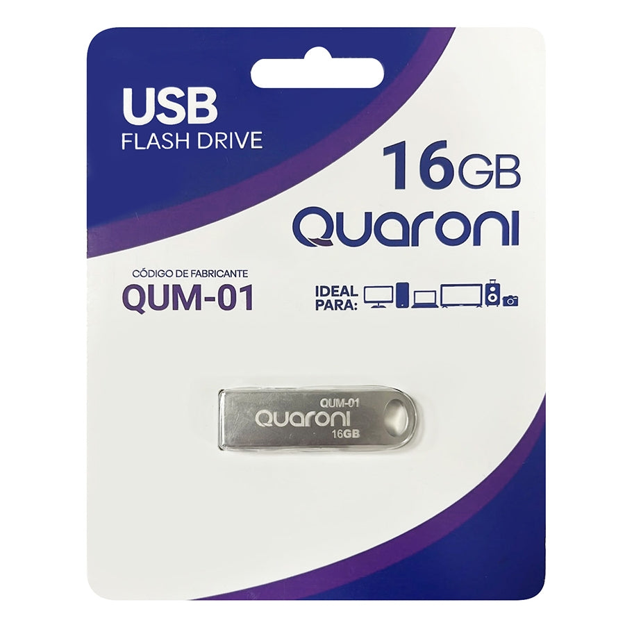 Memoria Quaroni 16gb Usb Metalica Usb 2.0 Compatible Con Android, Windows, Mac
