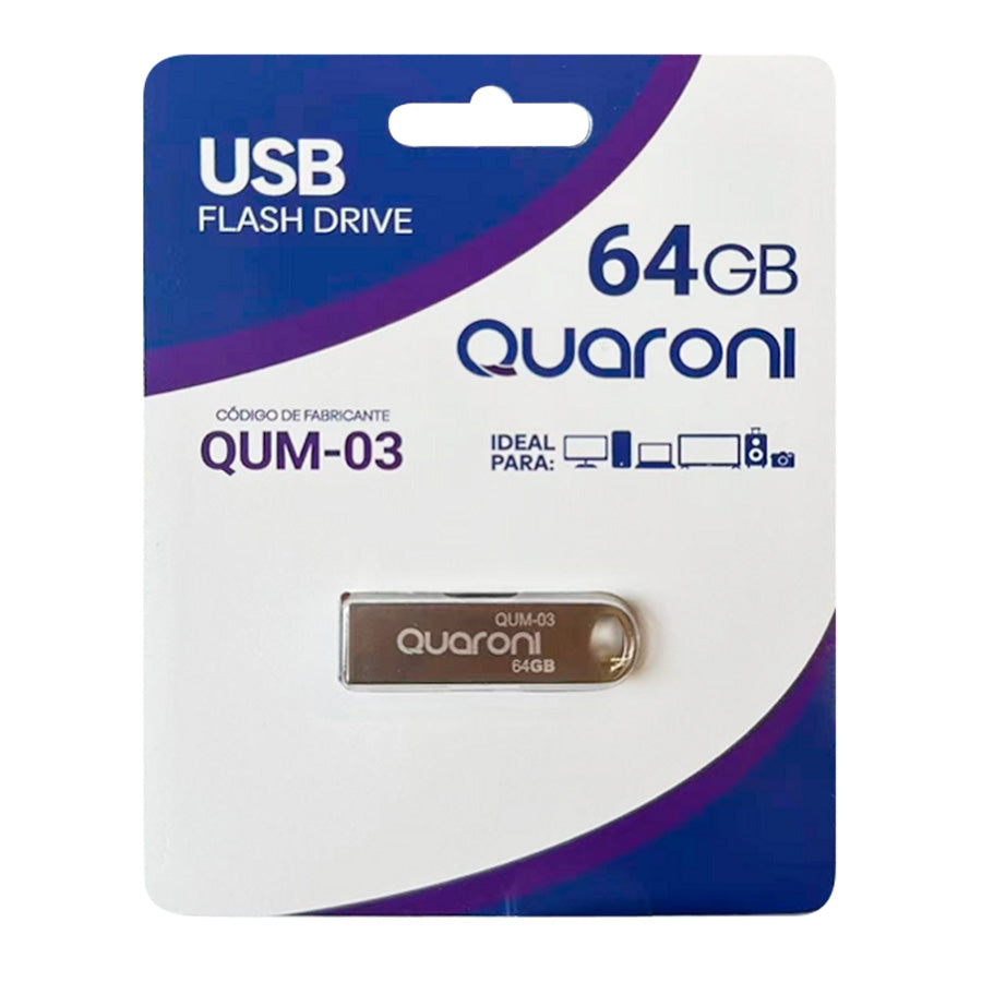 Memoria Quaroni 64gb Usb Metalica Usb 2.0 Compatible Con Android, Windows, Mac