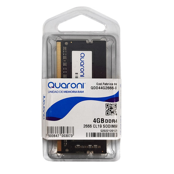 Memoria Ram Quaroni Sodimm Ddr4 4gb 2666mhz Cl19 260pin 1.2v