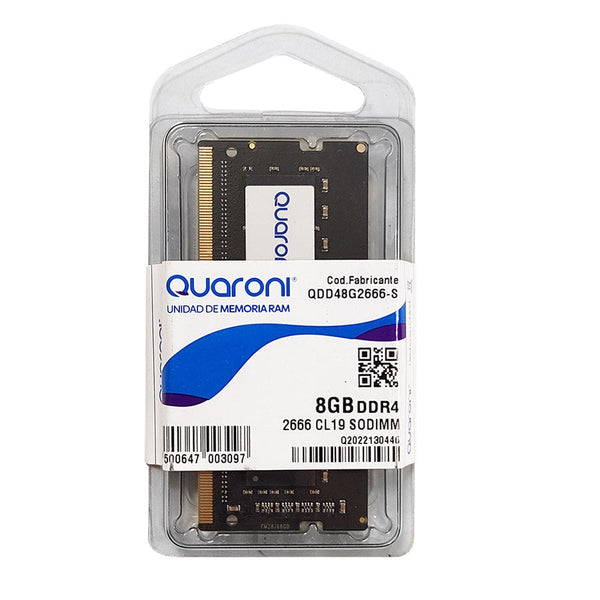 Memoria Ram Quaroni Sodimm Ddr4 8gb 2666mhz Cl19 260pin 1.2v