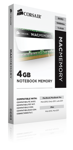 Memoria Sodimm Ddr3 Corsair 4gb 1066mhz Mac (Cmsa4gx3m1a1066c7)