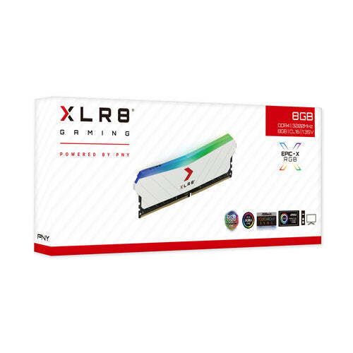 Memoria Udimm Ddr4 Pny Xlr8 Gaming Epic-X Rgb 8gb 3200mhz White