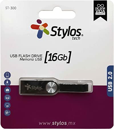 Memoria Usb Stylos 16 Gb Flash 2.0 Negro St300 (Stmus316b)