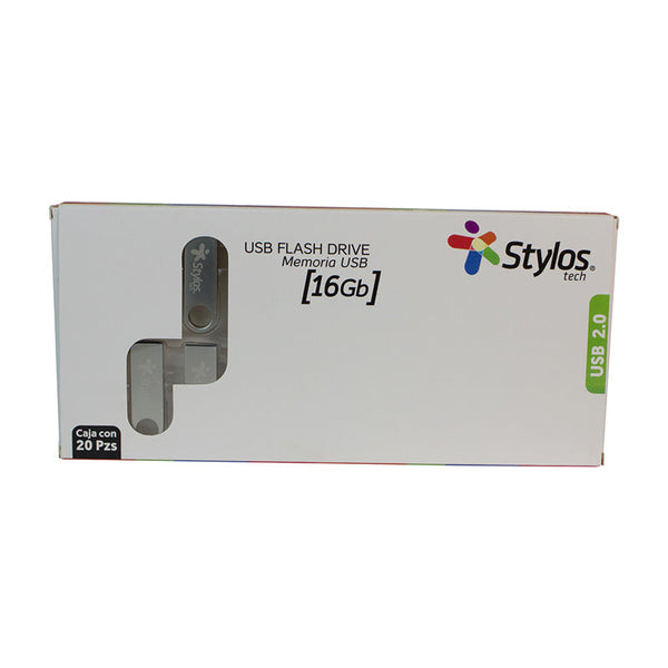 Memoria Usb Stylos 16gb Flash 2.0 Plata, Pack 20 (Stusb2016)