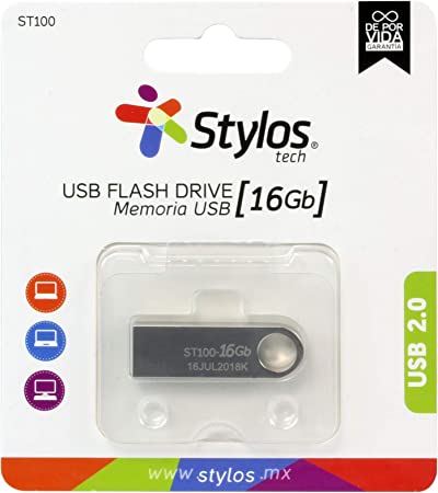 Memoria Usb Stylos 16gb Flash 2.0 Plata (Stmusb2b)