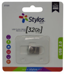 Memoria Usb Stylos 32 Gb Flash 2.0 Plata Metal Mini (Stmus41s)