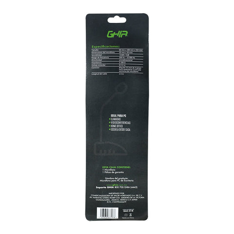Microfono Ghia Para Pc De Escritorio Con Cuello Flexible 3.5mm