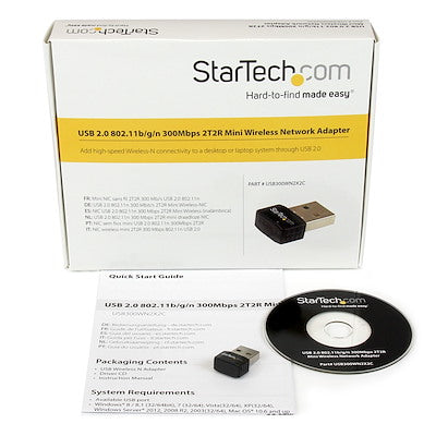Mini Adaptador De Red Inalámbrico Usb 2.0 A Wireless N De 300 Mbps - Nic Wifi Externo 802.11n 2t2r - Startech.Com Modelo Usb300wn2x2c