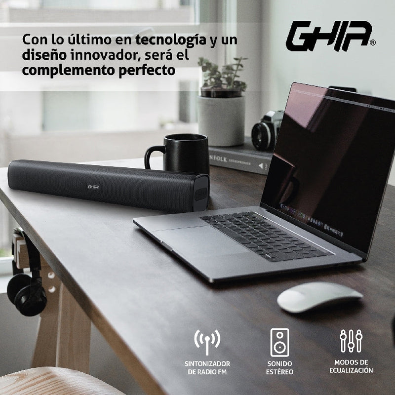 Mini Barra De Sonido Portatil,  2.0 Canales, Recargable, Bluetooth, Usb, Aux, Fm, 20w Rms