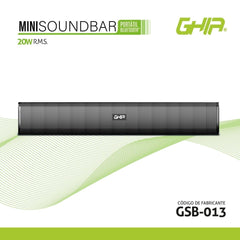 Mini Barra De Sonido Portatil,  2.0 Canales, Recargable, Bluetooth, Usb, Aux, Fm, 20w Rms