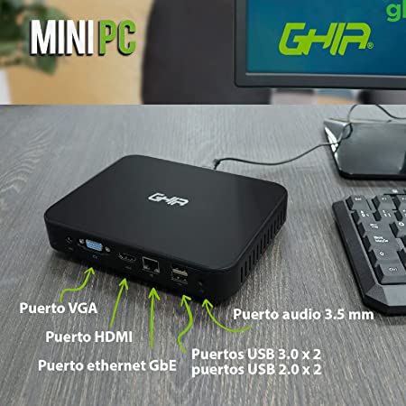 Mini Pc Ghia, Intel Celeron N4020 Dual Core 1.10 Ghz, 4 Gb, Emmc 128 Gb, Wifi-Bt, Win 11 Pro