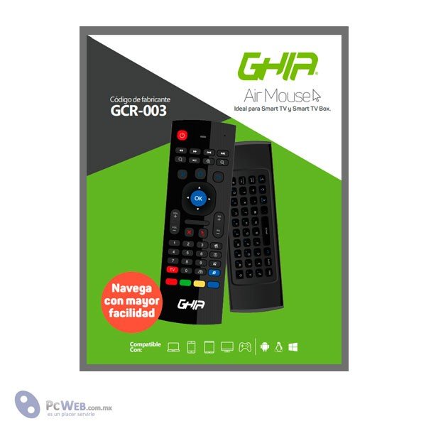 Mini Teclado Inalambrico Compacto Ghia Con Air Mouse Y Control Remoto Ir Para Smart Tv Y Tv Box