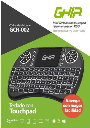 Mini Teclado Inalambrico Ghia Con Touch Pad Para Smart Tv, Tv Smart Box Y Pc