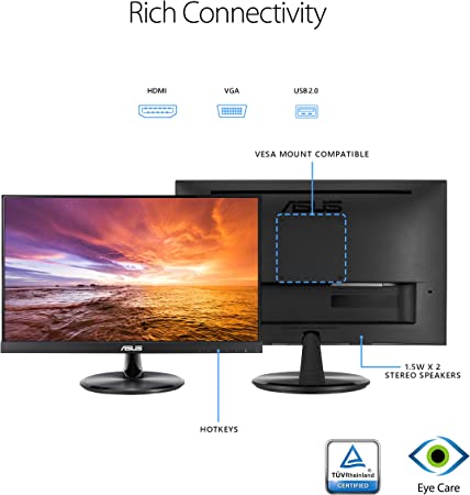 Monitor Asus Vt229h Touch 10 Puertos Fhd 21.5" (1920x1080) Ips Hdmi