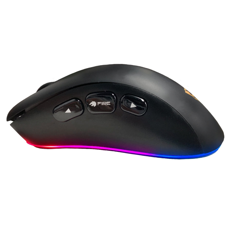 Mouse Alambrico Ocelot, Optico, Usb, Rgb, Dpi Configurable Hasta 6400, 8 Botones, Ergonomico, Gamer