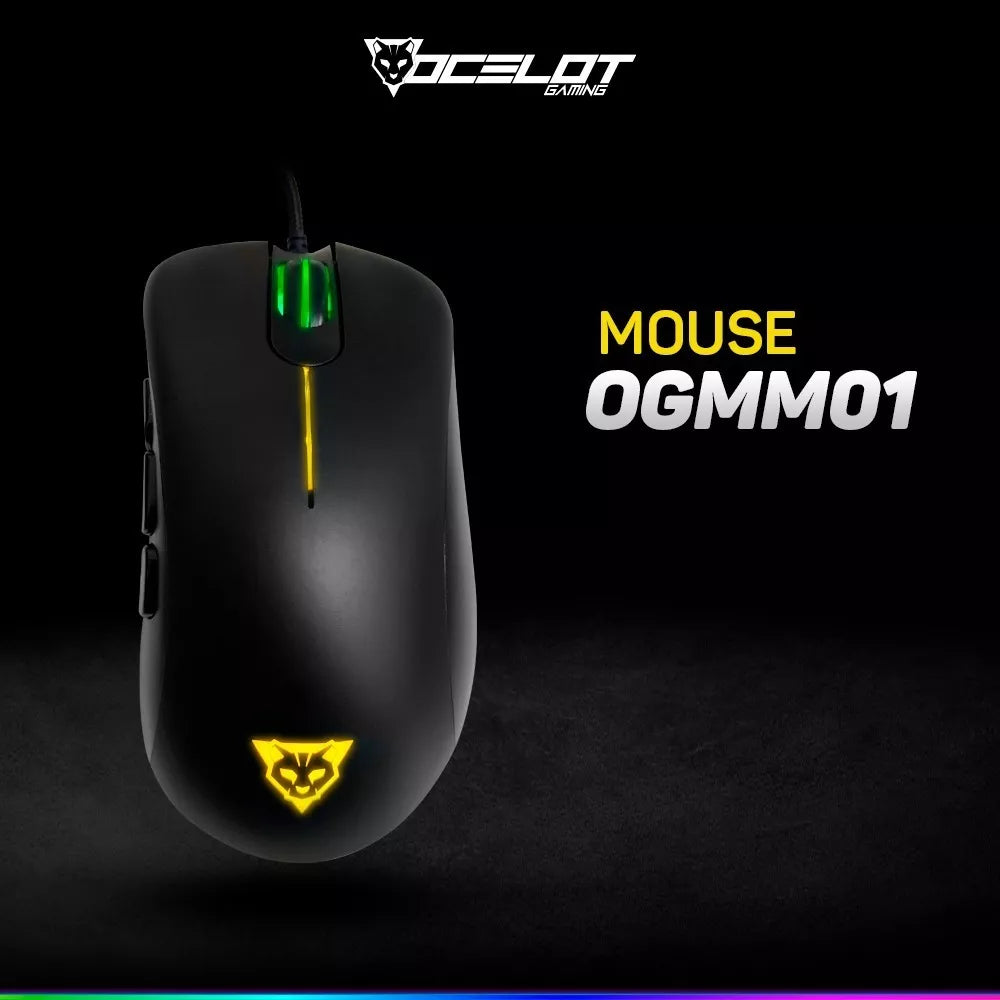 Mouse Alambrico Ocelot, Optico, Usb, Rgb, Dpi Configurable Hasta 6400, 8 Botones, Ergonomico, Gamer