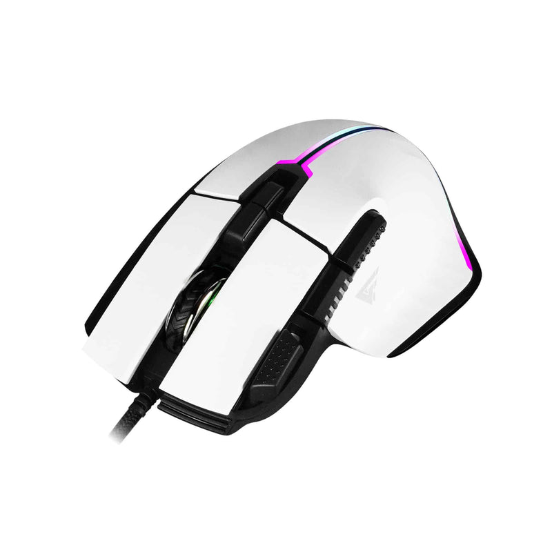 Mouse Game Factor Laser, Pixart 3370, 19k Dpi, 6+1 Botones, Rgb, Mog602 - Blanco