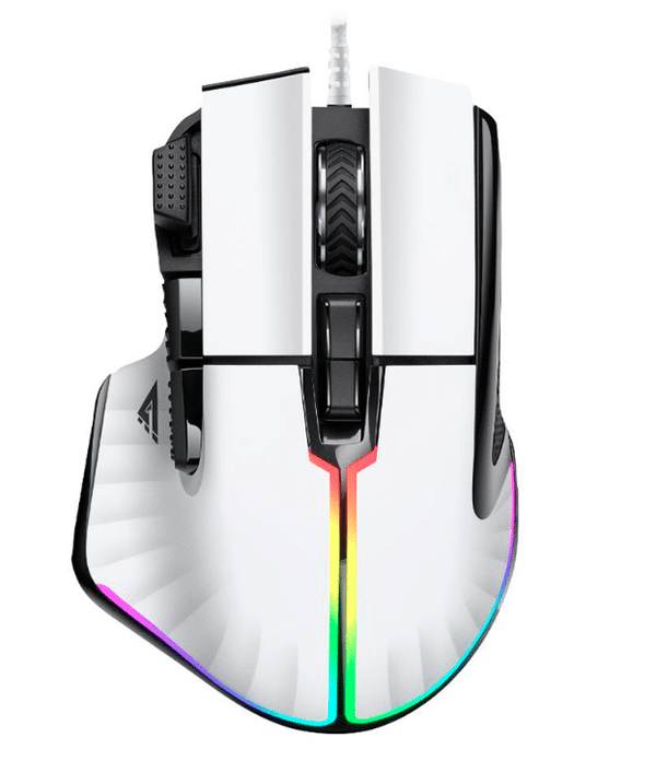 Mouse Game Factor Laser, Pixart 3370, 19k Dpi, 6+1 Botones, Rgb, Mog602 - Blanco