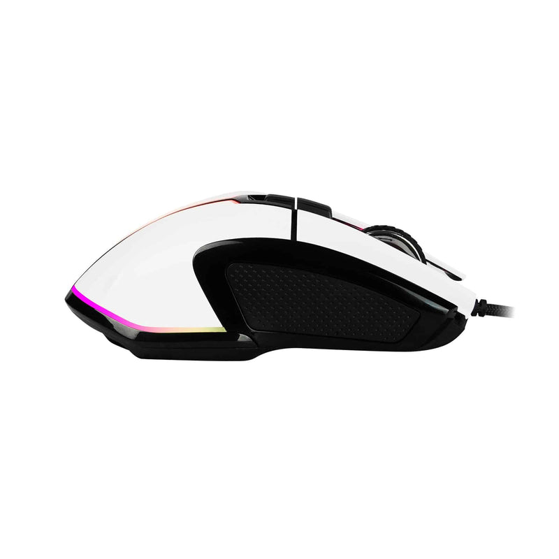 Mouse Game Factor Laser, Pixart 3370, 19k Dpi, 6+1 Botones, Rgb, Mog602 - Blanco