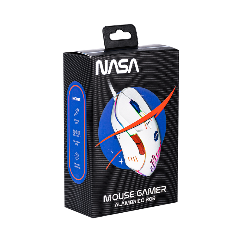 Mouse Gamer Nasa By Techzone Ns-Gm03 Alambrico Led Rgb Blanco
