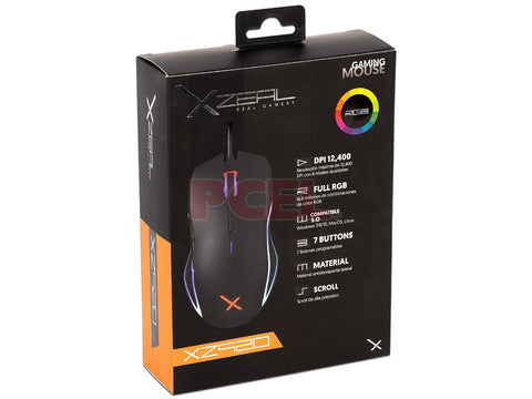 Mouse Gamer Xzeal Xz920 Alambrico 12400 Dpis 7 Botones Rgb (Xzmx920b)