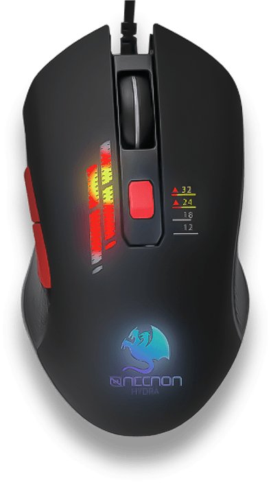 Mouse Gaming  Necnon Ngm-Hydra Rgb 6 Botones, 3200 Dpi, Usb 2.0, Negro, Ncgmhy01rg
