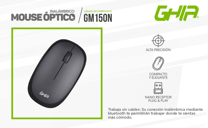 Mouse Inalambrico Basico Ghia Gm150n Color Negro